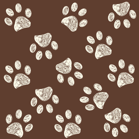 Paw print with brown colored backgroundのイラスト素材
