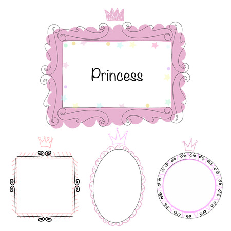 Set picture frames, hand drawn mirrorのイラスト素材