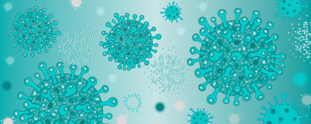 Green turquoise corona virus infection vector banner background. Virus corona virus microbe vector....