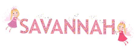 Savannah female name with cute fairy taleのイラスト素材