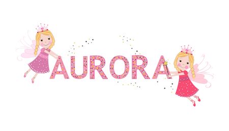 Aurora female name with fairy tale fairiesのイラスト素材
