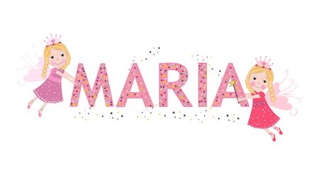 Maria female name with cute fairy taleのイラスト素材
