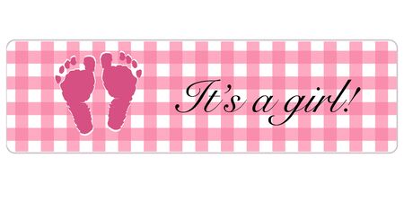 Baby Shower banner. Baby shower banner with baby girl foot prints vectorのイラスト素材