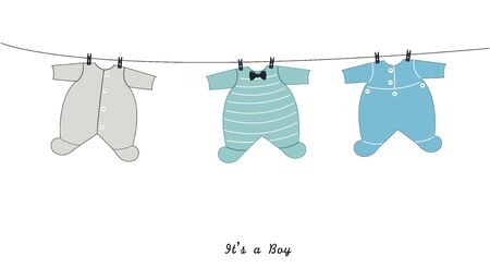 Baby shower invitation. Baby body boy symbol. Bow tie and baby body. Greeting card.のイラスト素材