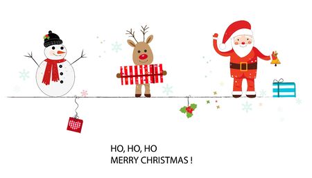 Santa Claus, deer, snowmanのイラスト素材