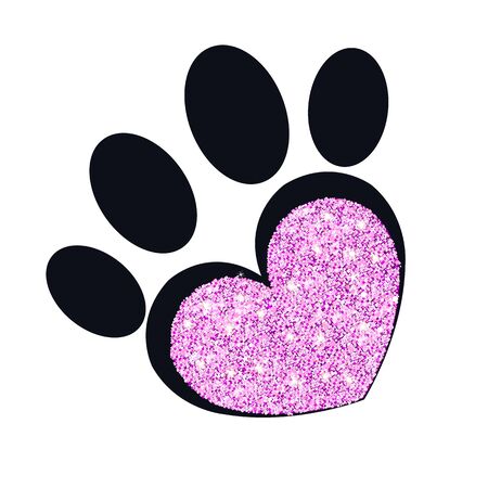 Paw print with sparkling heart vector illustrationのイラスト素材