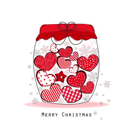 Jar of hearts, Happy Valentine's day greeting card vector illustrationのイラスト素材