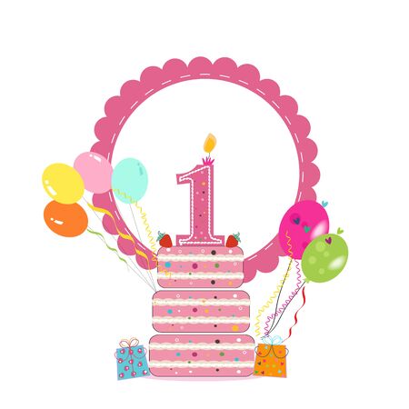 First birthday greeting cardのイラスト素材