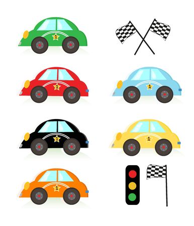 Colorful kids race car vector illustrationのイラスト素材