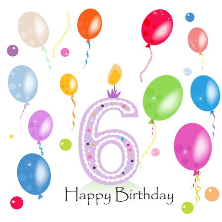 Happy third birthday candle vector with colorful confetti and balloons vector illustrationのイラスト素材