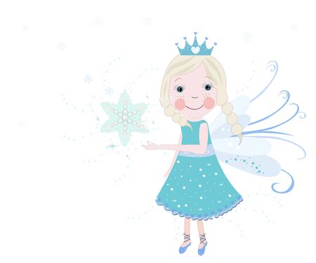 Cute snow fairytale with snowflakesのイラスト素材