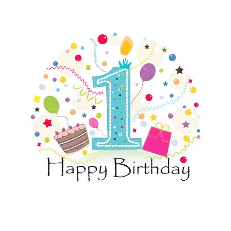 First birthday greeting card. Birthday greeting cardのイラスト素材