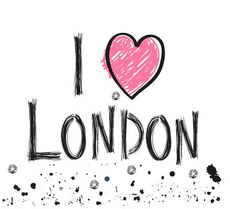 London hand drawn letter with sparkling dots poster design vector illustrationのイラスト素材