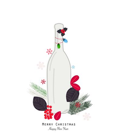 Christmas champagne bottleのイラスト素材