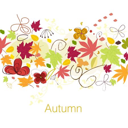 Decorative autumn leaves. Autumn background greeting card vector illustrationのイラスト素材