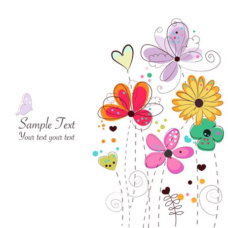 Decorative spring flowers abstract greeting cardのイラスト素材