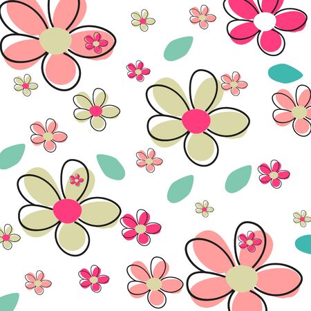 Summer Flower vector illustration patternのイラスト素材