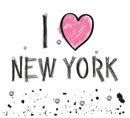 New York hand drawn letter with sparkling dots poster design vector illustrationのイラスト素材