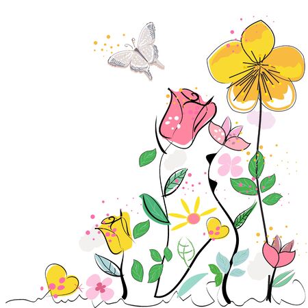 Colorful wildflowers and flower field seamless flowerのイラスト素材