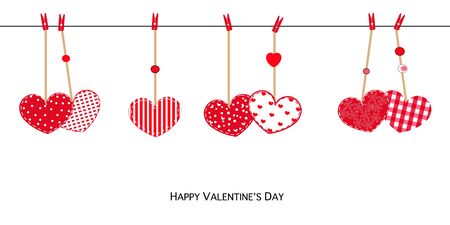Happy Valentines Day card with hanging loveのイラスト素材