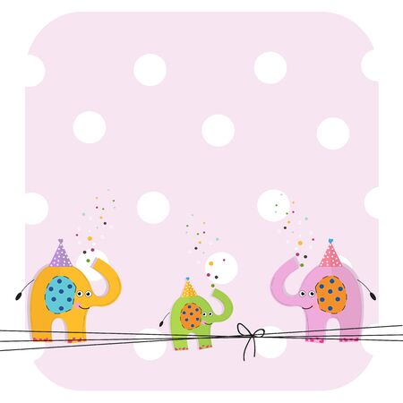 Cute Elephants Family Baby Shower greeting card vector illustrationのイラスト素材