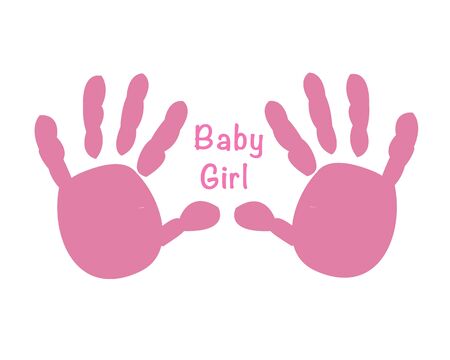 Baby girl hand prints greeting card vectorのイラスト素材