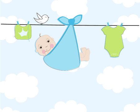 Baby boy arrival announcement cardのイラスト素材