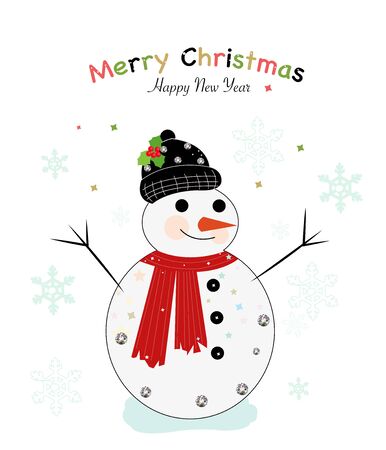 Christmas card with snowmanのイラスト素材