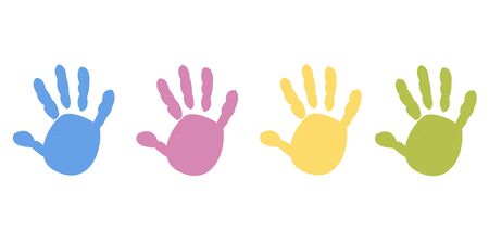 Baby hand prints pastel colored vector backgroundのイラスト素材