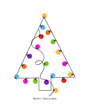 Christmas colorful light bulb new year greeting cardのイラスト素材
