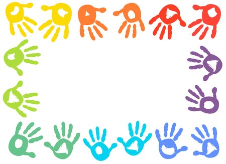Baby hand prints frame vector backgroundのイラスト素材