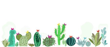 Colorful cactus and succul ... time vector backgroundのイラスト素材