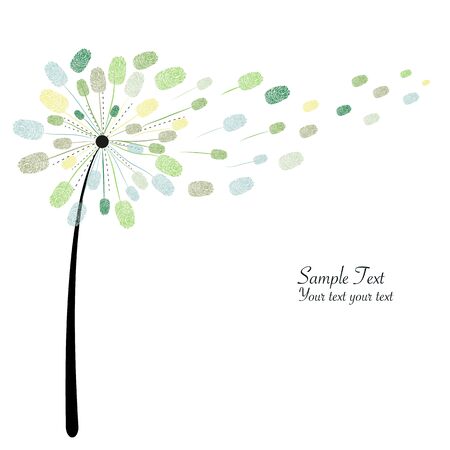 Dandelion greeting card with finger printのイラスト素材