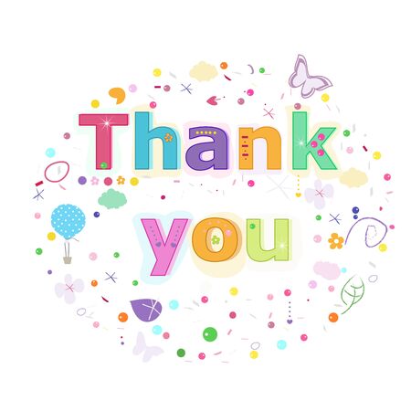 Thank you lettering text. Colorful poster design vector illustrationのイラスト素材