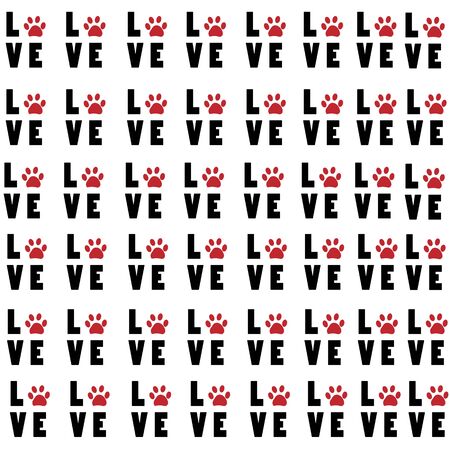 Love vector with paw print ... llustration backgroundのイラスト素材