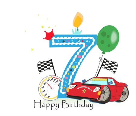 Seventh birthday greeting ... llustration backgroundのイラスト素材