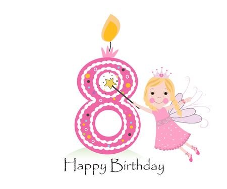 Eight birthday greeting ca ... cake vector backgroundのイラスト素材