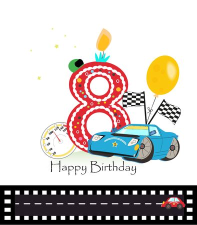 Eighth birthday greetingのイラスト素材