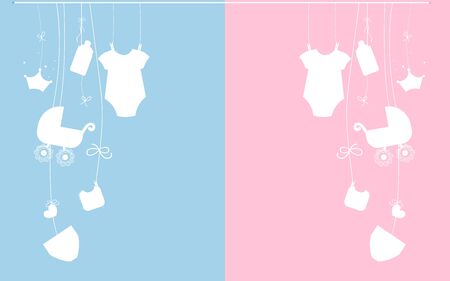 Baby newborn hanging baby boy baby girl symbols illustrationのイラスト素材