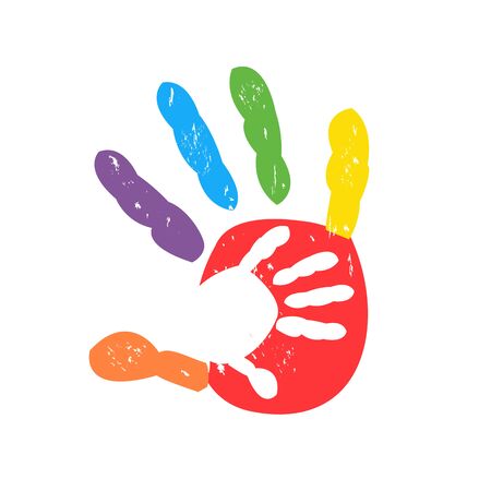 Hand print with baby girl, mother and father vector backgroundのイラスト素材