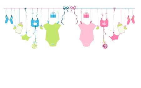 Baby newborn hanging baby boy baby girl symbols illustrationのイラスト素材