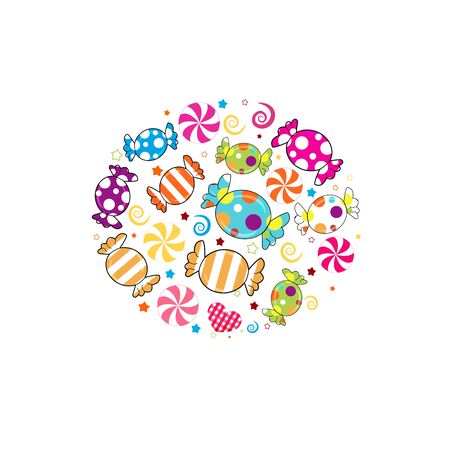Colorful sweet candies. Traditional candies for Seker Bayram holiday background. Greeting card backgroundのイラスト素材