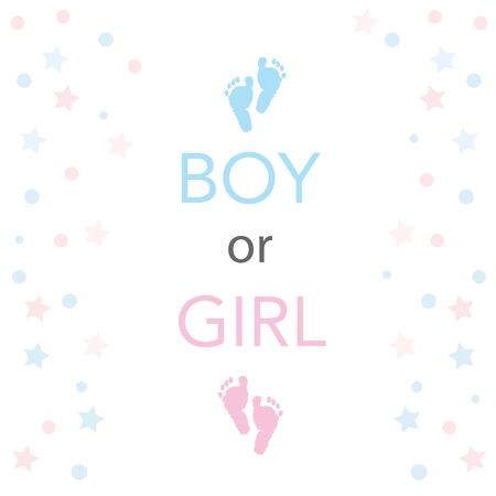 Baby foot prints. Baby gender reveal. Pink and blue foot prints backgroundのイラスト素材