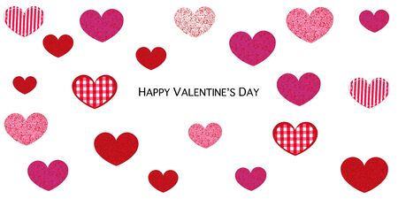 Happy Valentine's Day card with hanging Love Valentines hearts vector backgroundのイラスト素材