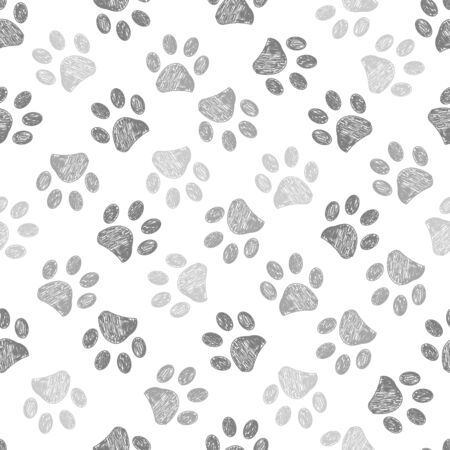 Hand drawn brown and black colored paw prints. Foot prints backgroundのイラスト素材