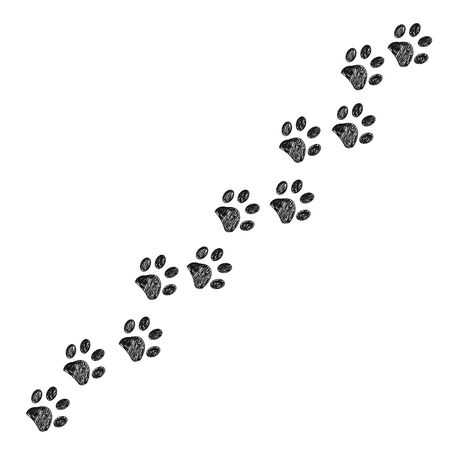 Doodle black paw print. Trace with dog, cat paw printsのイラスト素材