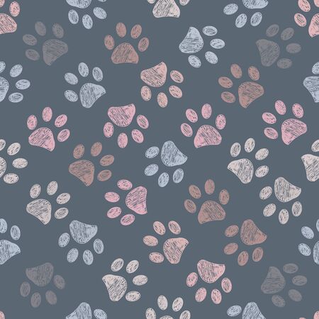 Colorful Paw print pattern vector illustration wallpaper backgroundのイラスト素材