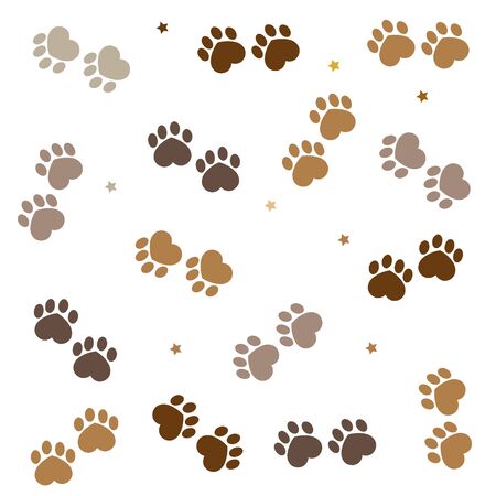 Brown paw print made of heart backgroundのイラスト素材