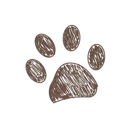 Hand drawn brown colored paw prints vector illustrationのイラスト素材