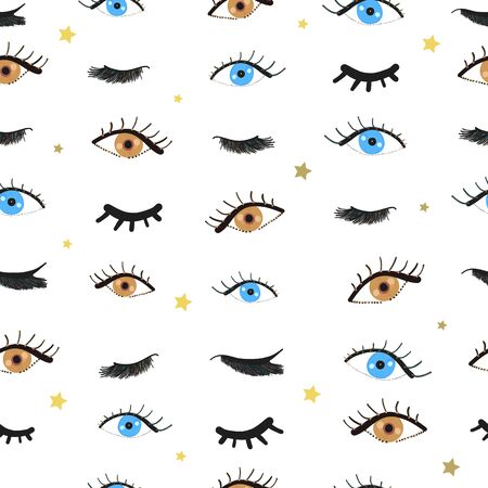 Beauty eyes and eye lashes seamless patternのイラスト素材